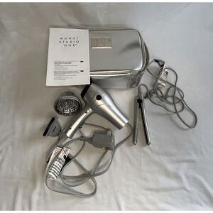 Monat Studio One Mini Travel Hair Styling Set, Foldable Hairdryer. Straightener